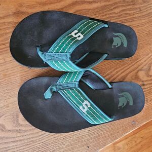 Michigan State Spartans MSU Unisex Flip Flops Size 7 (in mens) Green White